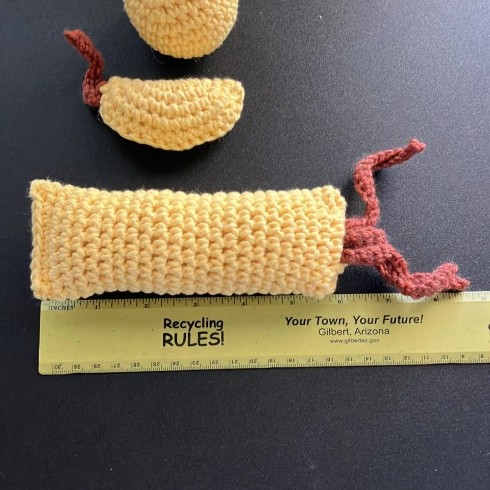 Handmade Cat Toys Yellow Yarn Crochet Pet Kitty Three Piece Gift Set NWOT